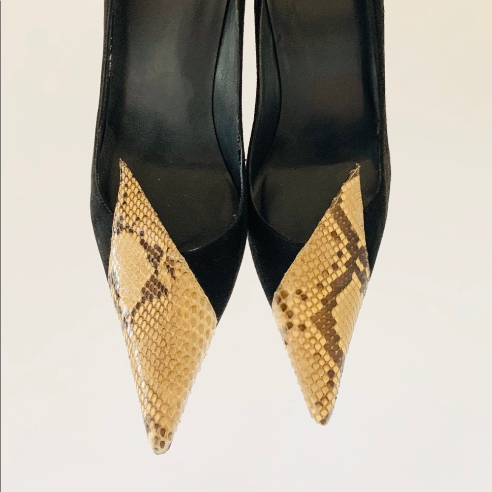 Stuart Weitzman Suede & Python Avant-Garde Heels - image 3